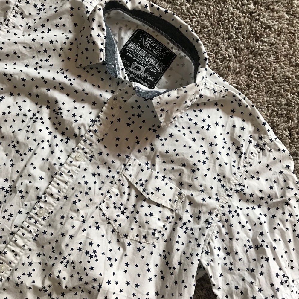 Broken threads button up